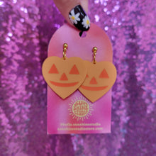 Load image into Gallery viewer, Lovely Jack-O-Lantern Heart Earrings