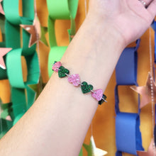 Load image into Gallery viewer, "Witch to be Understood" Pink and Green Heart Bracelet