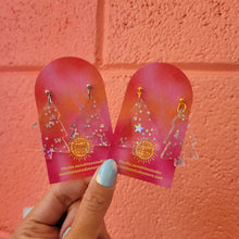Load image into Gallery viewer, Holographic Stars Christmas Tree Earrings