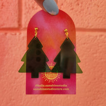 Load image into Gallery viewer, Translucent Green Christmas Tree Earrings