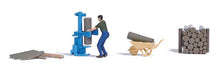 Load image into Gallery viewer, Busch 7808 HO Scale Log Splitter with Figure and Accessories