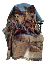 Load image into Gallery viewer, Tache Teddy Bear Western Cowboy Tapestry Throw with Fringe (2173)