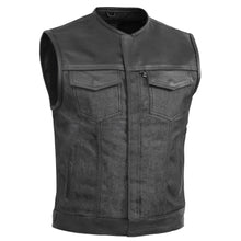 Load image into Gallery viewer, Men's Leather-Denim Combo Motorcycle  Vest - No Collar