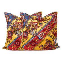 Load image into Gallery viewer, Tache Mustard Yellow Blue Red Paisley Chevron Hanging Gardens Cushion Cover 2-Pieces (HS3148Y)