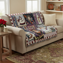 Load image into Gallery viewer, Tache Wonderful Season Snowman Tapestry Throw Blanket with Fringe (2270)