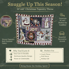 Load image into Gallery viewer, Tache Wonderful Season Snowman Tapestry Throw Blanket with Fringe (2270)