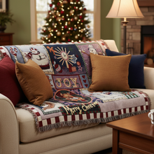 Load image into Gallery viewer, Tache Wonderful Season Snowman Tapestry Throw Blanket with Fringe (2270)