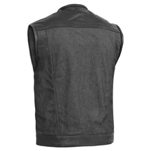 Load image into Gallery viewer, Men's Leather-Denim Combo Motorcycle  Vest - No Collar