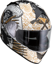 Load image into Gallery viewer, Z1R, Z1R Warrant Helmet - Sombrero White/Gold Small | Injection Molded Polycarbonate Shell with Drop-Down Sun Visor
