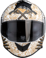 Load image into Gallery viewer, Z1R, Z1R Warrant Helmet - Sombrero White/Gold Small | Injection Molded Polycarbonate Shell with Drop-Down Sun Visor