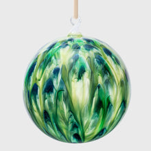 Load image into Gallery viewer, Feather paint large glass balls, green, set of two