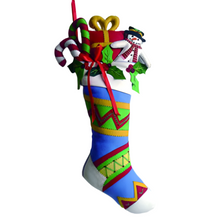 Load image into Gallery viewer, 25" Felted Wool Stocking w/Snowman &amp; Gifts Wall Decor