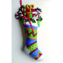 Load image into Gallery viewer, 25" Felted Wool Stocking w/Snowman &amp; Gifts Wall Decor
