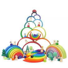 Load image into Gallery viewer, **Pre-order (Ships in 2-3 Weeks)**12 Pcs Large Wooden Rainbow Stacking Blocks in Primary Colors