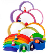 Load image into Gallery viewer, 12 Pcs Large Wooden Rainbow Stacking Blocks in Pastel/Macaron Colors