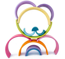Load image into Gallery viewer, 12 Pcs Large Wooden Rainbow Stacking Blocks in Pastel/Macaron Colors