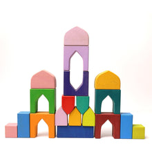 Load image into Gallery viewer, 54 Pcs STAINED Arabian 1001 Nights Inspired Wooden Building Blocks Set with Tray
