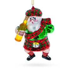 Load image into Gallery viewer, Scottish Santa in Kilt Glass Christmas Ornament