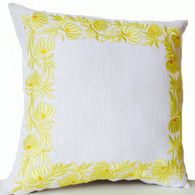 Load image into Gallery viewer, Decorative Throw Pillow Case in White Linen with Flower Embroidery - Cushion in Floral Detail - Anniversary Wedding Bridesmaid Gifts - 16x16