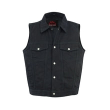 Load image into Gallery viewer, Men's Snap/Zipper Front Black  Denim Motorcycle Vest