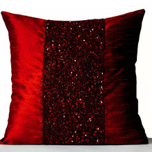 Load image into Gallery viewer, Decorative Throw Pillow Cover in Red  Embroidered Pillowcase 16x16 Beaded Cushions  Gifts  Royal Red Pillows Couch Toss Pillows Christmas