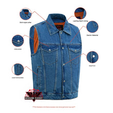 Load image into Gallery viewer, Men's Snap Front Blue Denim Motorcycle Vest