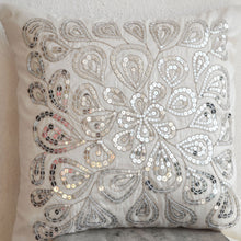 Load image into Gallery viewer, Ivory Sequin Throw Pillow Cover - Sparkly Cushion for Spring/Summer Gift
