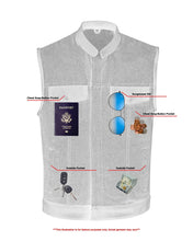 Load image into Gallery viewer, Men's Upgraded Broken Blue Denim Motorcycle Vest w/Leather Trimming