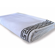 Load image into Gallery viewer, Greek Key Embroidered Duvet Cover in White Cotton Geometric Bedding Comforter Cover Wedding Anniversary Housewarming Gifts All Sizes