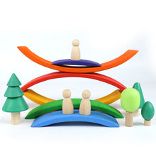 Load image into Gallery viewer, 6 Pcs Wooden Rainbow Bridge Stacking Building Blocks