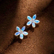 Load image into Gallery viewer, Opal Diamond Sakura Cherry Blossom Flower Stud Earrings 14K Yellow Gold