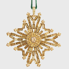 Load image into Gallery viewer, Baguette snowflake hanging ornament, gold
