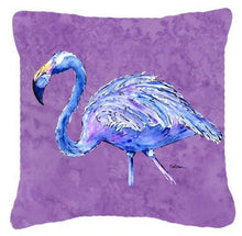 Load image into Gallery viewer, Flamingo on Purple   Canvas Throw Pillow - 14x14 Decorative Pillow – Art for Your Home &amp; Patio