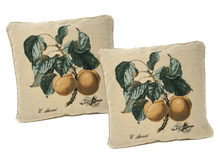 Load image into Gallery viewer, DaDa Bedding Set of 2-Pieces Yellow Apricot Fruits Elegant Tapestry Throw Pillow Covers w/ Inserts - 18" x 18"