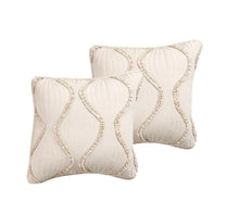 Load image into Gallery viewer, DaDa Bedding Set of 2 Charming Country Tufted Ivory Tan Ruffles Throw Pillow Covers - 18" x 18" (JHW873)