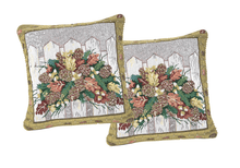 Load image into Gallery viewer, DaDa Bedding Set of 2-Pieces Festive Holiday Fiesta Floral Botanical Tapestry Throw Pillow Covers w/ Inserts - 18" x 18"