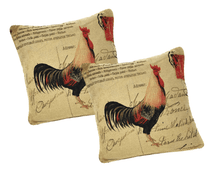 Load image into Gallery viewer, DaDa Bedding Set of 2-Pieces Glamorous Country Rooster Farmhouse Tapestry Throw Pillow Covers w/ Inserts - 18" x 18"
