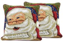 Load image into Gallery viewer, DaDa Bedding Naughty or Nice Santa Claus Christmas Woven Tapestry Throw Pillow Cover - 16" x 16"