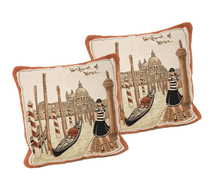 Load image into Gallery viewer, DaDa Bedding Set of 2-Pieces Postcard of Venice Tapestry Throw Pillow Covers w/ Inserts - 18" x 18"