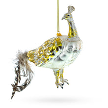 Load image into Gallery viewer, Regal Golden Peacock Glass Christmas Ornament