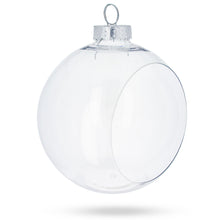 Load image into Gallery viewer, Set of 3 Clear Plastic Christmas Ball Ornaments with Cutout Openings DIY Craft 3.6 Inches