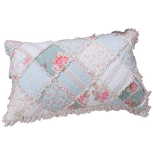 Load image into Gallery viewer, DaDa Bedding Hint of Mint Cottage Floral Cotton Patchwork Pillow Sham (JHW3036)