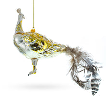 Load image into Gallery viewer, Regal Golden Peacock Glass Christmas Ornament
