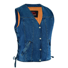 Load image into Gallery viewer, Women's Single Back Panel Concealed Carry Denim Vest - Blue