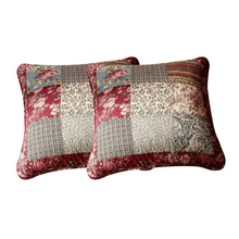 Load image into Gallery viewer, Tache Cotton Patchwork Beige Burgundy Paisley Floral Fairy Tale Tea Party Cushion Covers / Euro Sham (DXJ103443)