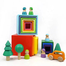 Load image into Gallery viewer, **Pre-order (Ships in 2-3 Weeks)**6-Piece Pastel/Macaron Wooden Nesting Box Set