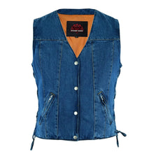 Load image into Gallery viewer, Women's Single Back Panel Concealed Carry Denim Vest - Blue