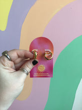 Load image into Gallery viewer, Brass Colorful Gem Hoops