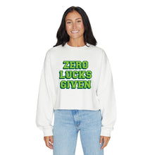 Load image into Gallery viewer, Zero Lucks Given White Cropped Crewneck