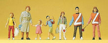 Load image into Gallery viewer, Preiser 10344 HO Scale Pedestrians -- Adult with 3 Kids &amp; 2 Crossing Guards